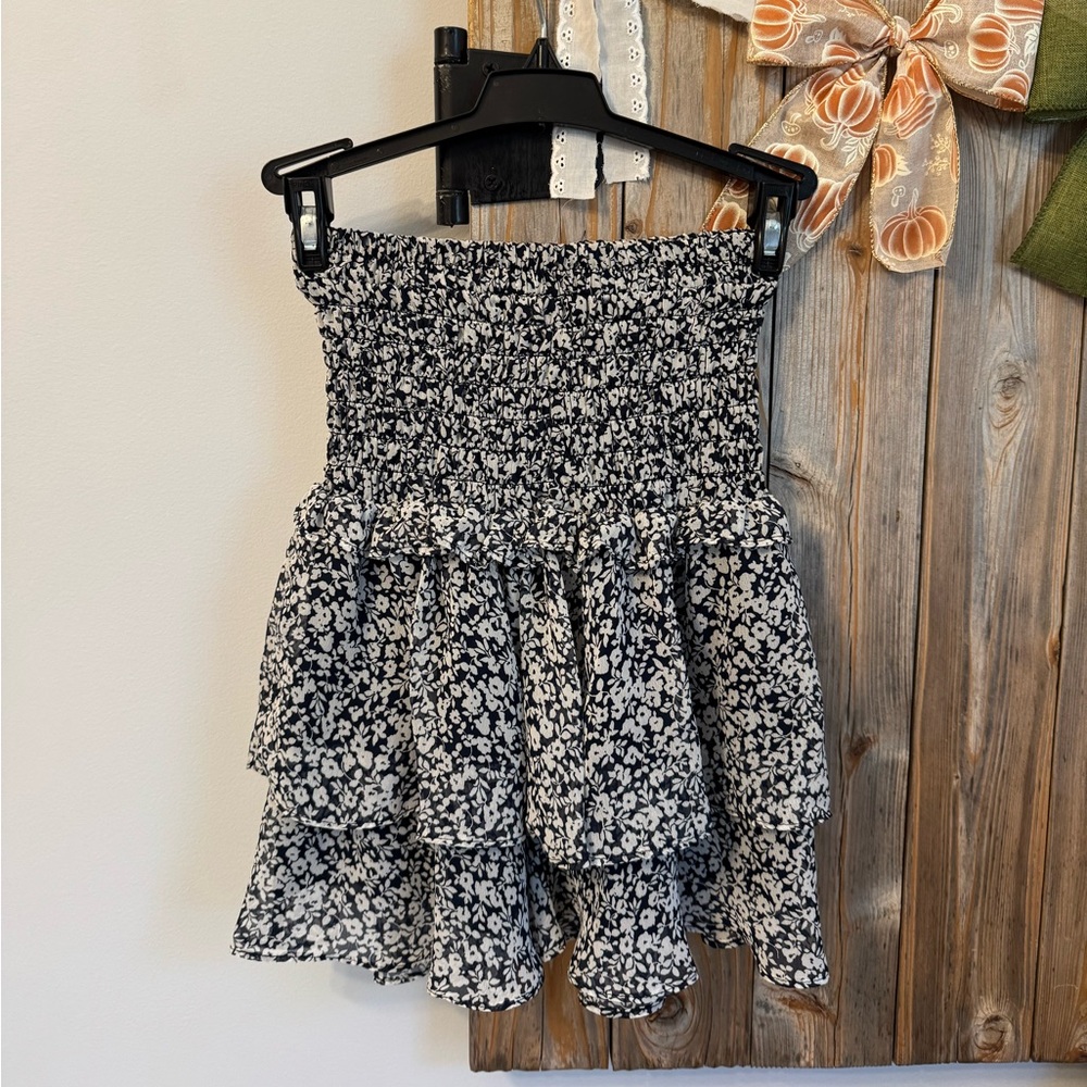 Sienna Sky Black and White Floral A-Line Skirt